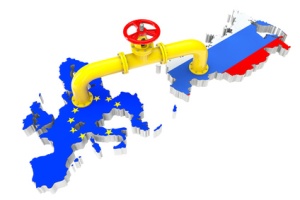 Gas pipeline over Russian and European Union maps