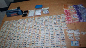 More than 200 small packs of shabu, two medium sachets recovered from the posession of the two women arrested in sitio Galaxy, barangay Tangke Talisay. (Contributed)