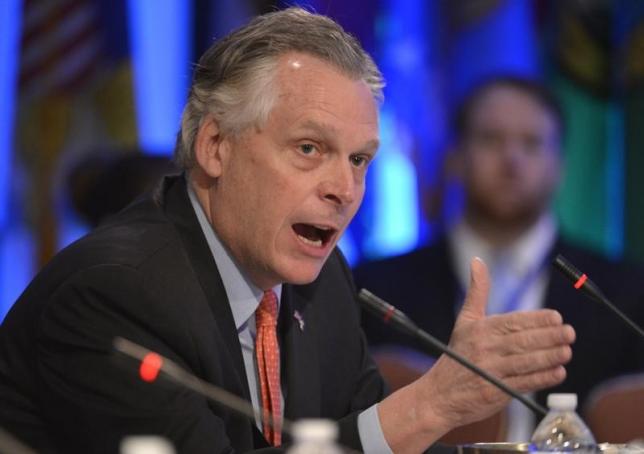 Democratic Governor Terry McAuliffe of Virginia makes remarks during a "Growth and Jobs in America" discussion at the National Governors Association Winter Meeting in Washington, February 23, 2014.  REUTERS/Mike Theiler
