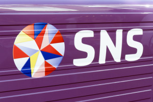 NETHERLANDS - THE HAGUE – MEDIA SEPTEMBER, 2015: SNS Bank sign installed outdoor. SNS Bank is a Dutch bank. A bank that has current accounts, mortgages and insurance. SNS Bank is part of SNS REAAL.