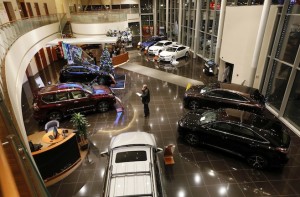 General view shows a Lexus showroom in Russia's Siberian city of Krasnoyarsk, December 16, 2014. Due to the weakness of the ruble, the majority of car manufacturers intend to increase prices of their products starting from January 1, 2015, which has led to an increased demand for cars in recent weeks, according to local media. REUTERS/Ilya Naymushin (RUSSIA - Tags: BUSINESS SOCIETY TRANSPORT)
