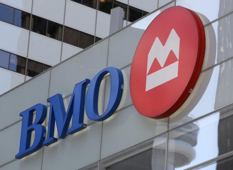 The logo of the Bank of Montreal (BMO) is seen on their flagship location on Bay Street in Toronto, Ontario, Canada March 16, 2017. Picture taken March 16, 2017.   REUTERS/Chris Helgren