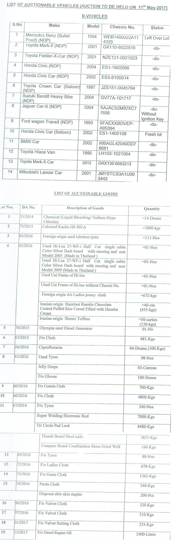 11 May auction