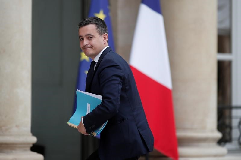 French Minister for Public Accounts Gerald Darmanin arrives at the Elysee Palace to attend the weekly cabinet meeting in Paris, France, May 24, 2017. REUTERS/Benoit Tessier