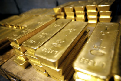 (FILES) - Gold bars are pictured on April 6, 2009 at a plant of gold refiner and bar manufacturer Argor-Heraeus SA in Mendrisio, southern Switzerland. The price of gold hit a record high above 1,100 dollars an ounce in trading on November 6, 2009 in London following a report that Sri Lanka had joined India in purchasing the precious metal in favour of the US currency. AFP PHOTO / SEBASTIEN DERUNGS (Photo credit should read SEBASTIAN DERUNGS/AFP/Getty Images)