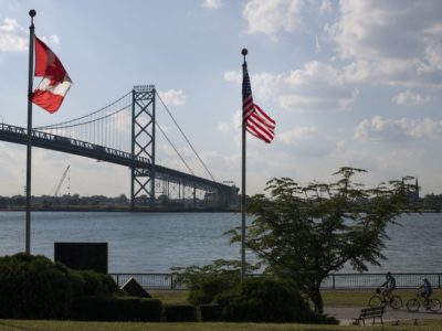 The Ambassador Bridge, which connects Windsor, Canada, and Detroit. In October, recreational marijuana will become legal in Canada, presenting a challenge for U.S. officials at the border, where possession of the drug violates federal law. MUST CREDIT: Photo by Brittany Greeson for The Washington Post.