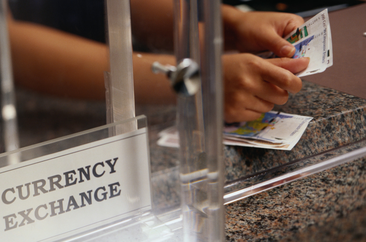 Close-up of a Currency Exchange Sign