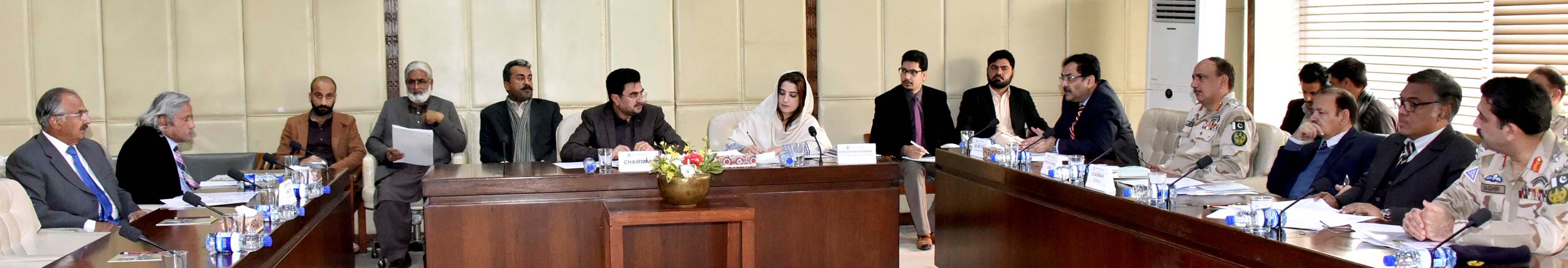 SENATOR SARDAR MUAHAMMAD SHAFIQ TAREEN CHAIRMAN SENATE STANDING COMMITTEE ON NARCOTICS CONTROL PRESIDING OVER A MEETING OF THE COMMITTEE AT PARLIAMENT HOUSE ISLAMABAD ON FEBRUARY 25, 2019.