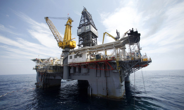 THe Development Driller III, which is drilling the relief well, is seen at the site of the Deepwater Horizon oil spill in the Gulf of Mexico off the coast of Louisiana Tuesday, May 11, 2010. (AP Photo/Gerald Herbert, pool)