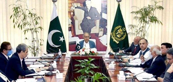 Adviser to the Prime Minister on Finance and Revenue Dr. Abdul Hafeez shaikh chairing the meeting of the Economic Coordination Committee of the Cabinet (ECC) in Islamabad on April 09, 2020.