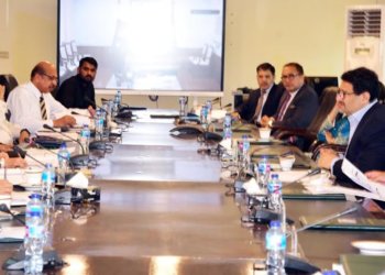 Islamabad: Federal Minister for Finance and Revenue Mr. Miftah Ismail presided over a meeting of the Economic Coordination Committee (ECC) of the Cabinet at Finance Division- May 16,2022.
