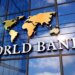 World Bank on glass building. Mirrored sky and city modern facade. Global capital, business, finance, economy, banking and money concept 3D rendering animation.