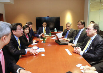 APP73-170424
WASHINGTON DC: April 17 - Federal Minister for Finance and Revenue Mr. Muhammad Aurangzeb, in a meeting with Mr. Hiroshi Matano, Executive Vice President, MIGA. APP/ABB