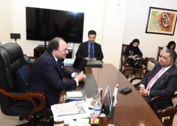 Minister for Finance & Revenue Senator Muhammad Aurangzeb was called on by the Ambassador designate to the USA Mr. Rizwan Saeed Sheikh in Islamabad on 29th July, 2024.