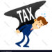 Vector stock of a businessman carrying huge anvil with tax word on it