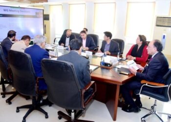 Federal Minister for Finance and Revenue, Senator Muhammad Aurangzeb, chairing a meeting of the PMs Committee on IT Export Remittances at Finance Division in Islamabad on January 27, 2025.