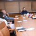 Federal Minister for Maritime Affairs, Junaid Inwar Chaudhry is being briefed by the CEO Syed Jarar Haider at Pakistan National Shipping Corporation head Office in Karachi on 25.03.2025.