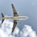 Isolated airplane seen from below